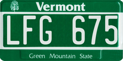 VT license plate LFG675