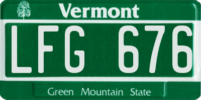 VT license plate LFG676