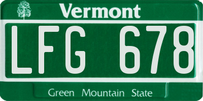 VT license plate LFG678