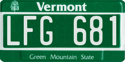 VT license plate LFG681