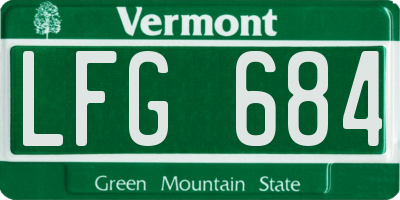 VT license plate LFG684