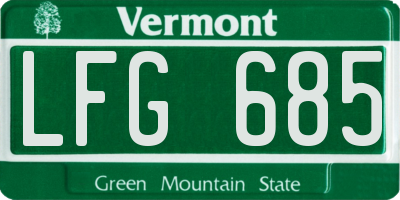 VT license plate LFG685