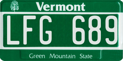 VT license plate LFG689
