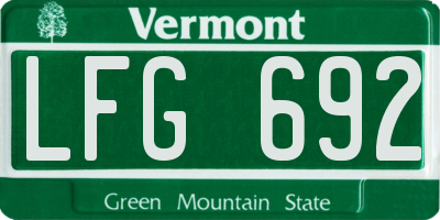 VT license plate LFG692