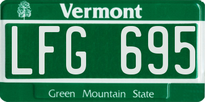 VT license plate LFG695