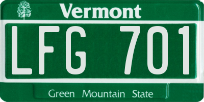 VT license plate LFG701
