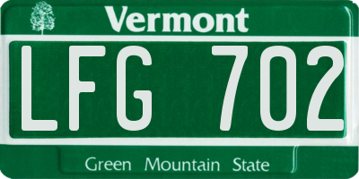 VT license plate LFG702