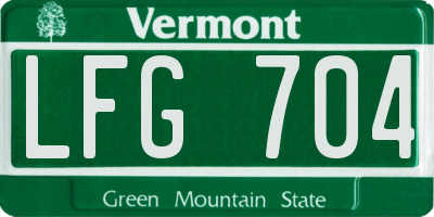 VT license plate LFG704