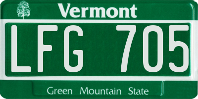 VT license plate LFG705