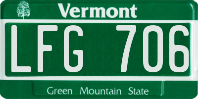 VT license plate LFG706