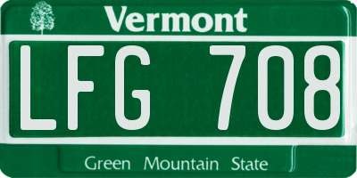 VT license plate LFG708