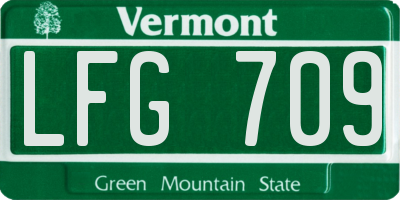 VT license plate LFG709