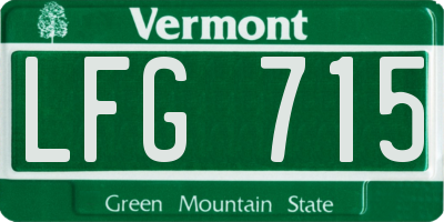 VT license plate LFG715