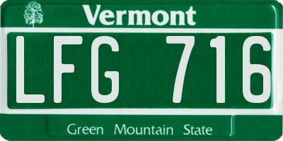 VT license plate LFG716