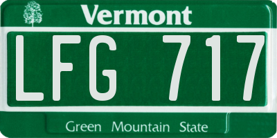 VT license plate LFG717