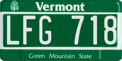 VT license plate LFG718