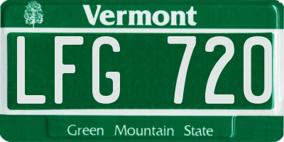 VT license plate LFG720
