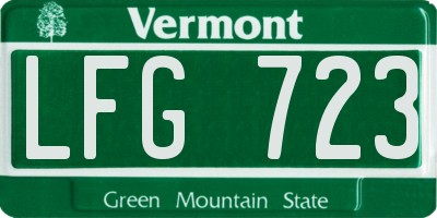 VT license plate LFG723