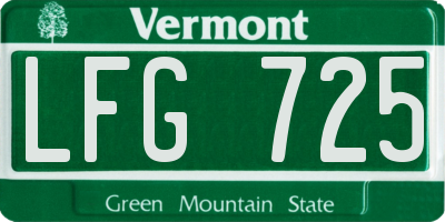 VT license plate LFG725