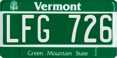 VT license plate LFG726