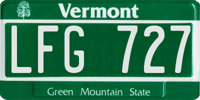 VT license plate LFG727
