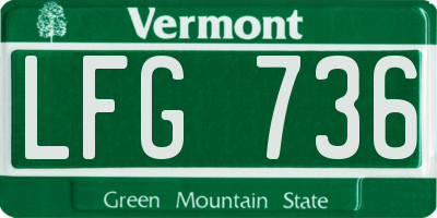 VT license plate LFG736