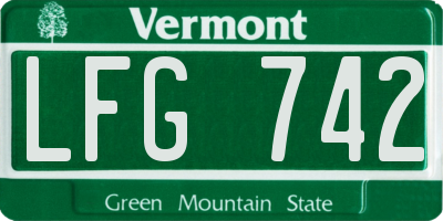VT license plate LFG742
