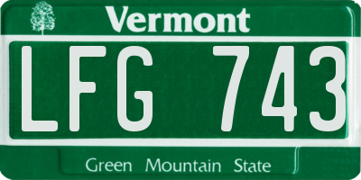 VT license plate LFG743