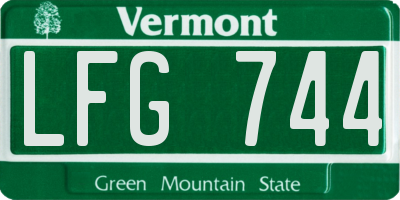 VT license plate LFG744