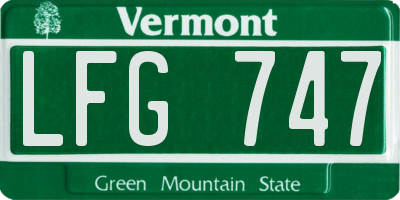 VT license plate LFG747