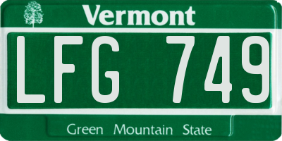 VT license plate LFG749