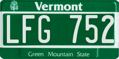 VT license plate LFG752
