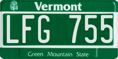 VT license plate LFG755