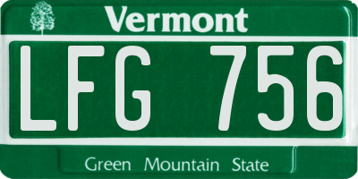 VT license plate LFG756