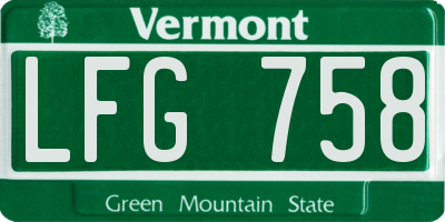 VT license plate LFG758