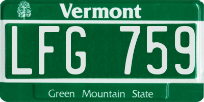 VT license plate LFG759