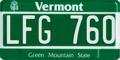 VT license plate LFG760