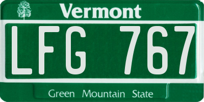 VT license plate LFG767
