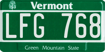 VT license plate LFG768