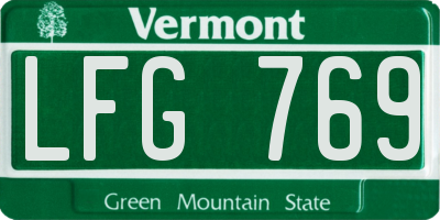 VT license plate LFG769