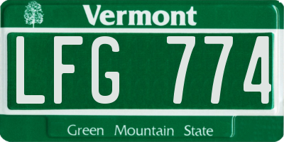 VT license plate LFG774
