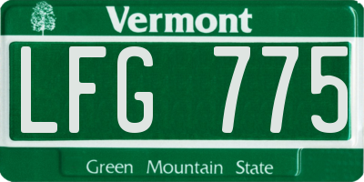VT license plate LFG775