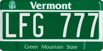 VT license plate LFG777