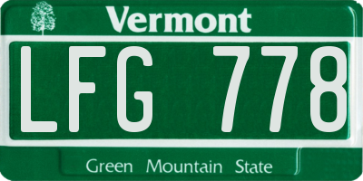 VT license plate LFG778