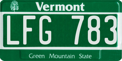 VT license plate LFG783