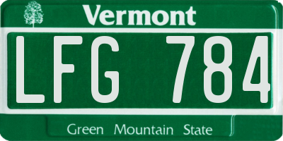 VT license plate LFG784