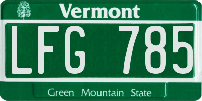 VT license plate LFG785
