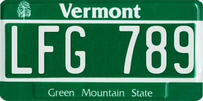 VT license plate LFG789