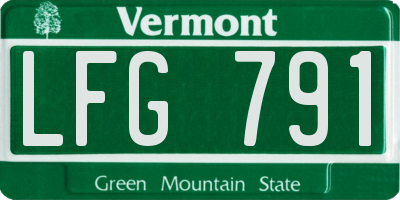 VT license plate LFG791