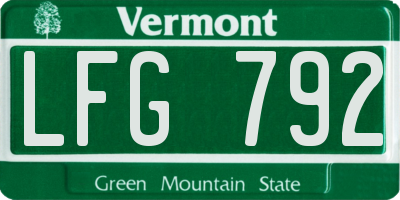 VT license plate LFG792